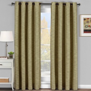 Egyptian Linens Galleria Room-Darkening Thermal Curtain Panels Tonal Stripe (Single) - 1 of 4