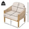 Outdoor Acacia Wood Club Chair with Rope Woven Back,Lounge Chair with Cushion for Patio or Garden,Wooden Armrest Club Chair-Coolbibila - 4 of 4