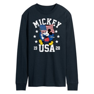 Men's - Disney - Mickey Waving Flag USA Long Sleeve Graphic T-Shirt - 1 of 4