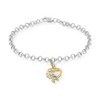 Haus of Brilliance 10K Yellow Gold 1/10 Cttw Diamond Ribbon Heart Charm with Silver Rolo Bracelet - 2 of 4