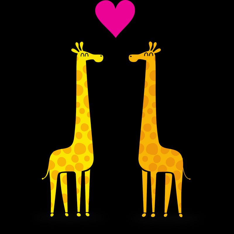 Girl's Design By Humans Cute cartoon giraffe couple in Love By badbugs T-Shirt, 2 of 4