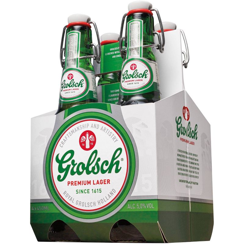 Grolsch Premium Lager Beer - 4pk/15.2 fl oz Bottles, 1 of 3