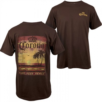 Mens Corona Extra Sunset at The Beach Front and Back Print T-Shirt