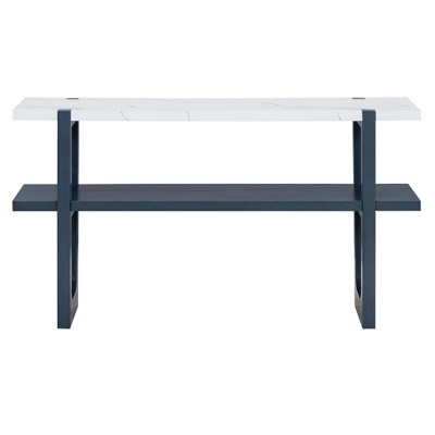 PDTEND 54" Retro Elegant Versatile Storage Console Table with Marble-Effect Top for Entryway and Living Room