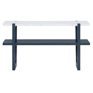 PDTEND 54" Retro Elegant Versatile Storage Console Table with Marble-Effect Top for Entryway and Living Room - 1 of 4