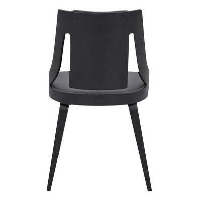 Gray Faux Leather and Black Wood Side Chair Set