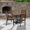 Flash Furniture Lark Outdoor Patio Bistro Dining Table Set with 4 Chairs and Faux Teak Poly Slats - 2 of 4