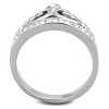 Slickblue Women’s Polished Stainless Steel Crown Ring with Clear Crystal and Swirl Detail, Sizes 5-10 - 3 of 4