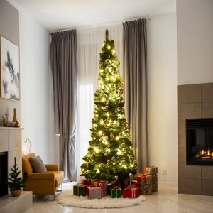 Resenkos 9ft Slim Pencil Christmas Tree - Space-Saving Design for Small Corners, 1500 Realistic PVC Branches - 1 of 4