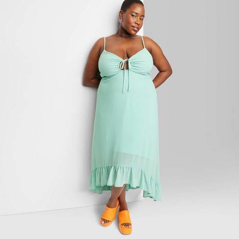 Women's High-low Hem Chiffon Dress - Wild Fable™ Aqua Green Xxl : Target