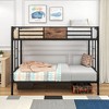 Twin Over Twin Metal Bunk Bed with Ladder and Full-Length Guardrail, Black-ModernLuxe - 2 of 4