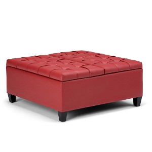 Elliot Coffee Table Storage Ottoman Crimson Red Faux Leather - Wyndenhall