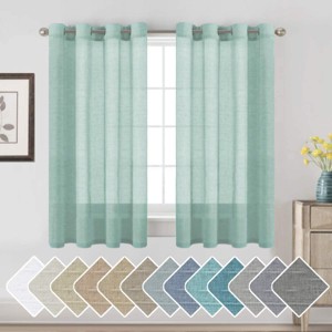 Natural Linen Blended Semi-Sheer Curtains Privacy Assured with Nickel Grommet for Living Room - 1 of 4