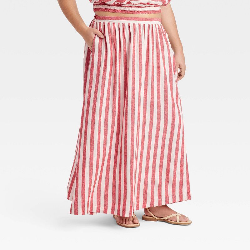 Women's Linen Maxi A-Line Skirt - Ava & Viv™, 1 of 7