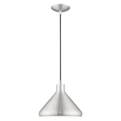 Livex Lighting Metal Shade 1 - Light Pendant in  Brushed Aluminum