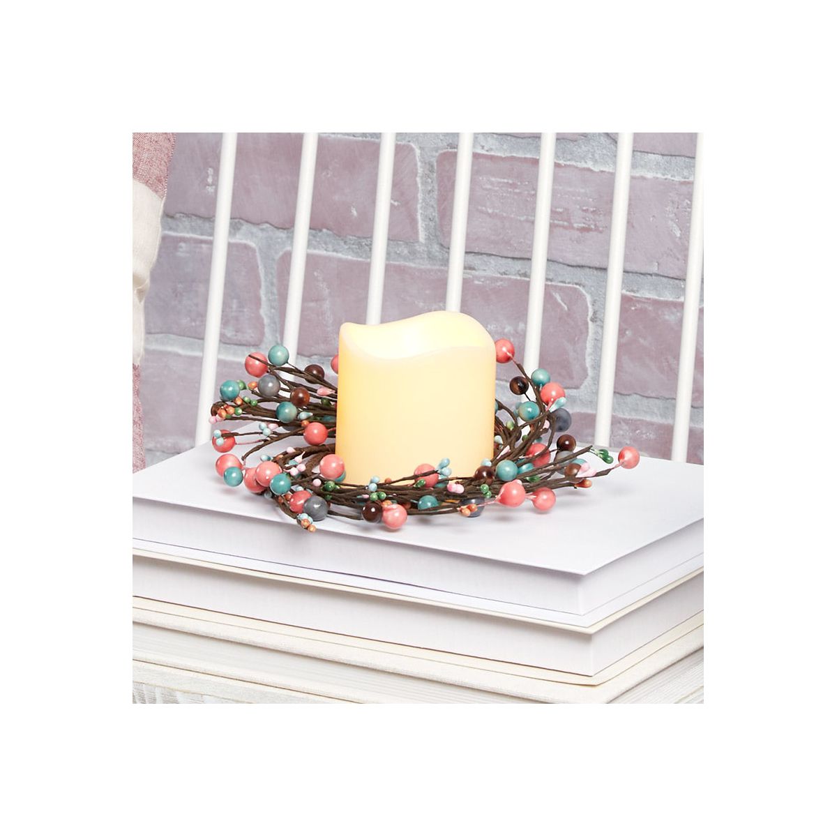 The Lakeside Collection Colorful Country Berry Wreath, Garland or LED Candle - - thumbnail 5