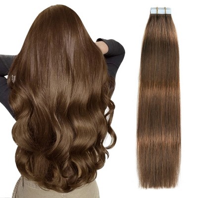 Jessie's Wig 18-26 Inch Tape In Hair Extensions 50g For Women Thin Hair Straight #4 Light Brown 20 Pcs/Pack