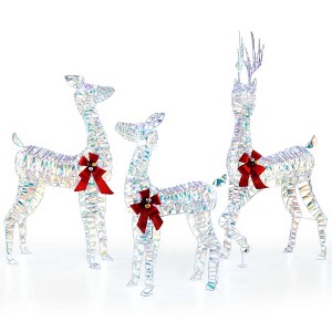 Costway 3-Piece Large Lighted Christmas Reindeer Family with LED Lights & Bows Buck - 1 of 4