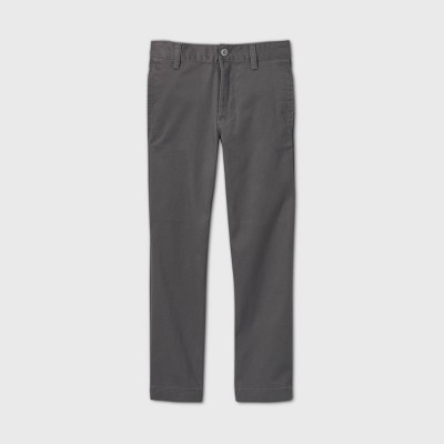 Boys' Flat Front Stretch Uniform Straight Fit Pants - Cat & Jack™ Charcoal Gray
