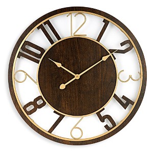 Sorbus 24" Modern Wooden Wall Clock - Sleek Design, Analog Display - Complements Various Styles - 1 of 4