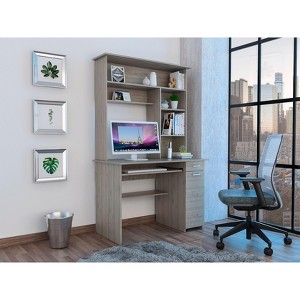 NicBex Home Office Desk 43.3" W Modern Computer Desk with 5 Shelves, Keyboard Panel, Drawer, Cabinet and Wooden Frame for Office, Study - 1 of 4