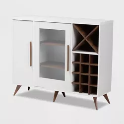 Pietro Finished Wine Cabinet White/Brown - BaxtonStudio
