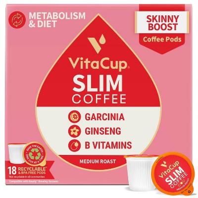 VitaCup Slim Diet & Metabolism Medium Roast Coffee - Single Serve Pods - 18ct