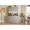 Pantry Cabinet with Charging Station, Kitchen Pantry Storage Cabinet with Microwave Stand, 3 Drawers and Adjust Shelves - 2 of 4