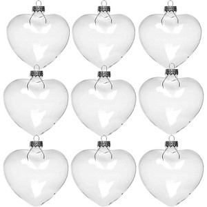 4E's Novelty Glass Heart Christmas Ornament 60mm/2.36" Clear Fillable Ornaments (12 Pack) – Shatterproof Clear Fillable Ornaments for Tree Decor - 1 of 4