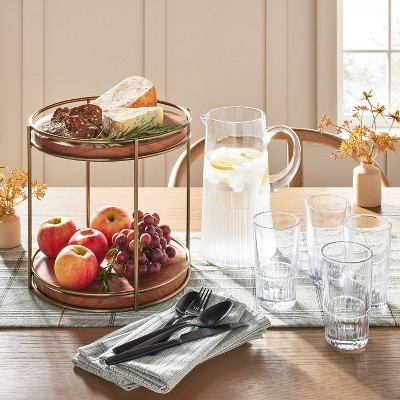 12.8oz Tall Fluted Glass Tumbler Clear - Hearth & Hand™ with Magnolia