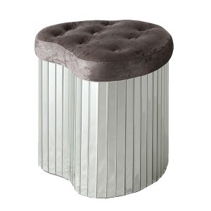 Passion Furniture Decor Brownish Gray Heart Shape Velvet Upholstered Ottoman - 1 of 4