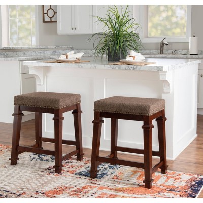 Kennedy Backless Walnut Brown Wood Counter Stool