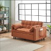 TIRAMISUBEST 55" Modern Velvet Convertible Sleeper Sofa Couch with Pull-Out Bed, Adjustable Backrest & Side Pockets,Orange Small Loveseat - 2 of 4