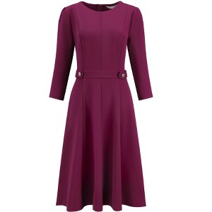 INSPIRE CHIC Women's Elegant A-Line Crew Neck 3/4 Sleeve Wear to Work Fit and Flare Dress - 1 of 4