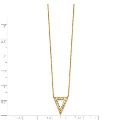 Chisel Stainless Steel Yellow IP-plated Cubic Zirconia Triangle on a 17" Cable Chain Necklace with 2.5" Ext.