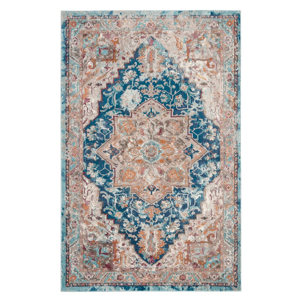 4'X6' Medallion Loomed Area Rug Blue/Beige - Safavieh