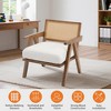 GustoWave Accent Chair Mid-Century Modern Chair, Linen Fabric Upholstered Lounge Arm Chair with Solid Wood Frame & Rattan - 4 of 4