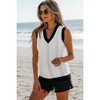 Amaryllis Women’s Sleeveless Contrast Trim Pointelle Knit V-Neck Sweater Vest Lightweight Ribbed Classic Pullover - 4 of 4