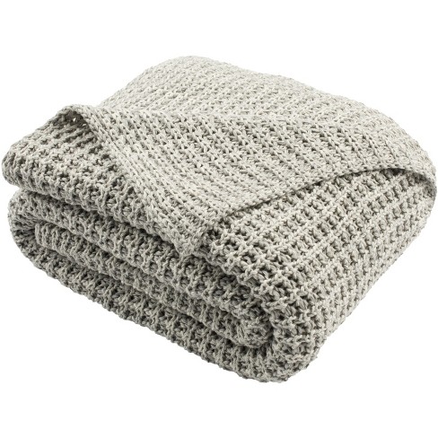 Haven Knit Throw Blanket - Light Grey/natural - 50 X 60