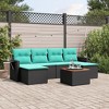 vidaXL 7 Piece Patio Sofa Set with Cushions Black Poly Rattan - Black - 2 of 4