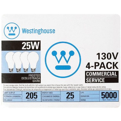 Westinghouse 25 W A19 A-Line Incandescent Bulb E26 (Medium) White 4 pk