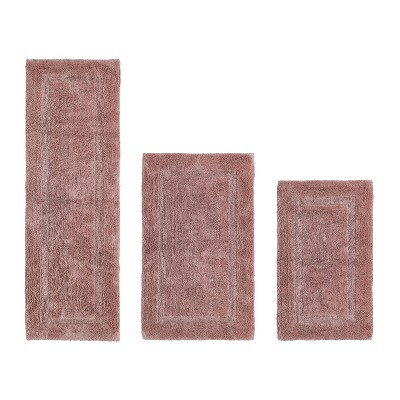 Lux Premium 100% Cotton  Ultra-Soft Tufted Solid Reversible 3 Piece Bath Rug Set, Water-Absorbent, Durable, Machine Washable Bathroom Rug