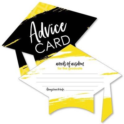 Big Dot of Happiness Yellow Grad - Best is Yet to Come - Yellow Grad Cap Wish Card Grad Party Activities - Shaped Advice Cards Games - Set of 20