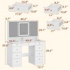 Famapy 43"W Large Vanity Table 9-Drawer Vanity Set with Crystal Pulls and Versatile Mirror Lighting - 4 of 4
