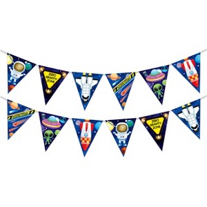 Treasures Gifted Outer Space Birthday Banner Pennant - Outer Space Party Supplies - 2 Pack - 1 of 1