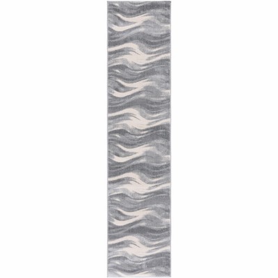 Contemporary Jasper Ivory Abstract 2' x 9' Synthetic Runner Rug