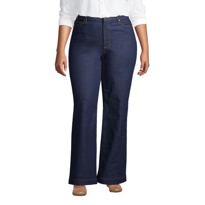 Lands' End Women's Recover High Rise Wide Leg Blue Jeans