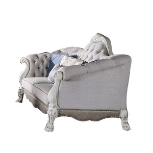 74" Dresden Sofa Synthetic Leather and Bone White Finish - Acme Furniture: Includes 1 Pillow, Nailhead Trim, Wood Frame - 1 of 4
