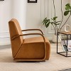 Sapphtopaz Modern Swivel Accent Chair with Curved Wood Armrests Upholstered Reading Chair with Mid-Back Swivel Chair for Living Room, Bedroom - 2 of 4