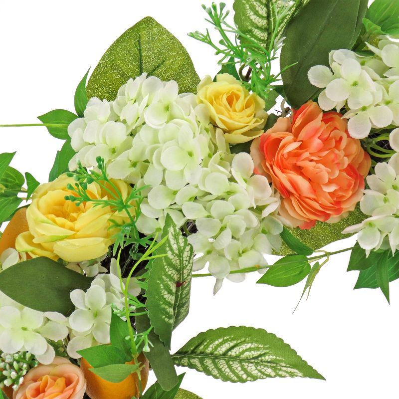 24" Artificial Lemons, Hydrangeas and Buttercups Wreath - National Tree Company, 3 of 4